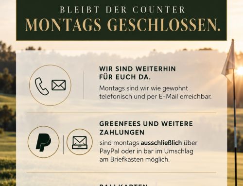 Wichtige Information: Counter ab November montags geschlossen
